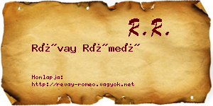 Révay Rómeó névjegykártya